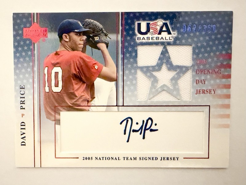 2005 Upper Deck USA DAVID PRICE Auto Relic /350 Jersey Autograph Game-Used SP