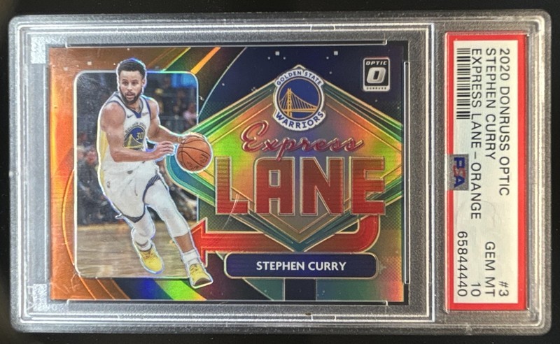 2020-21 Panini Donruss Optic Stephen Curry Express Lane Orange Prizm #/39 PSA 10