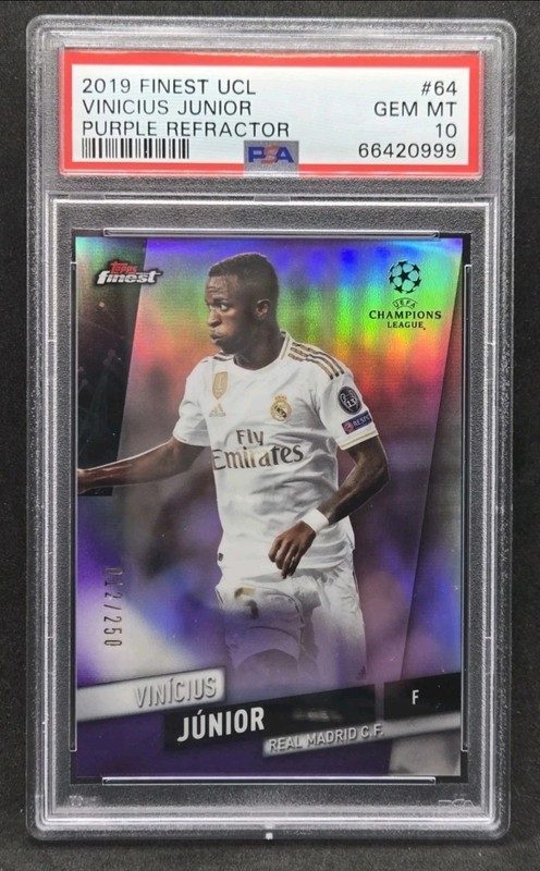 2019-20 Topps Finest UCL Vinicius Junior Madrid #64 Purple Refractor /250 PSA 9