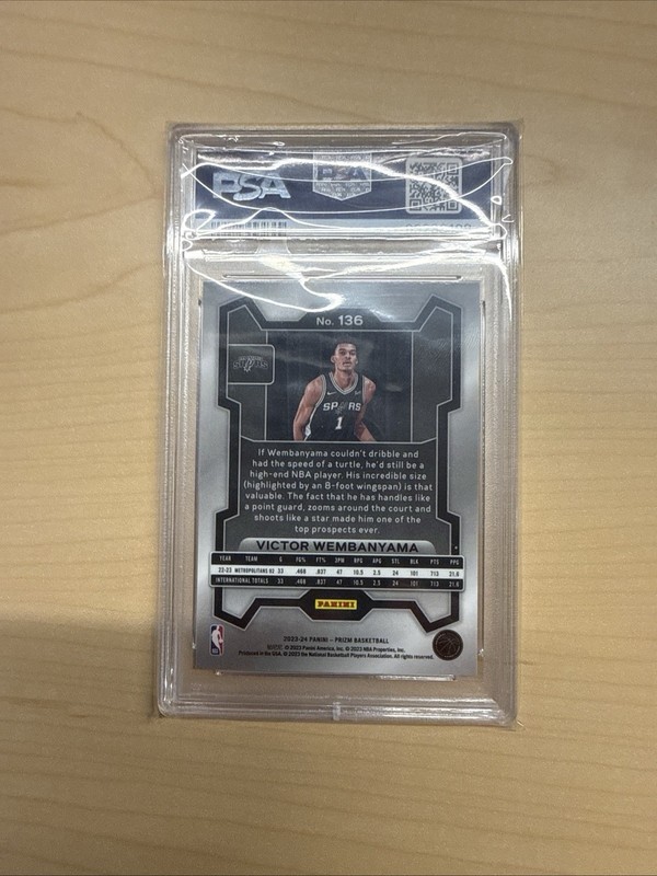 2023 Panini Prizm #136 Victor Wembanyama Spurs RC Rookie PSA 9 MINT view 2