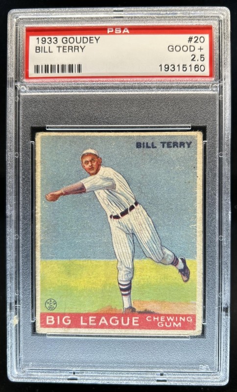 1933 Goudey R319 Bill Terry Rookie RC #20 Giants PSA 2.5