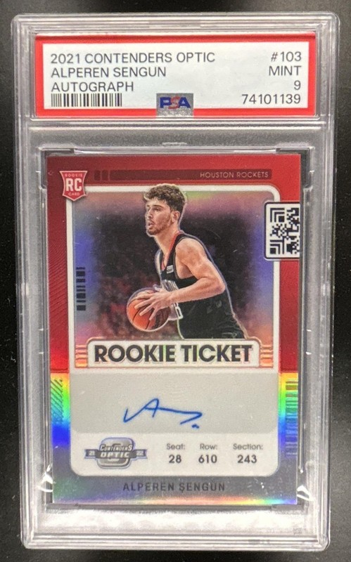 2021-22 Panini Contenders Optic Alperen Sengun RC Rookie Auto #103 Rockets PSA 9