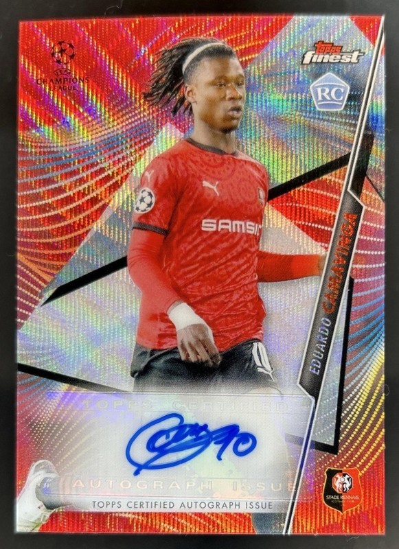 2020 Topps Finest UEFA Eduardo Camavinga Auto Red Wave RC Refractor Rookie #/5