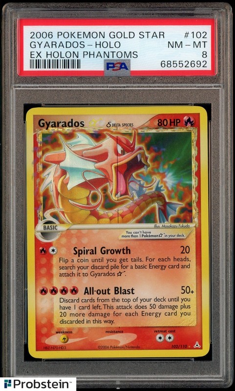 2006 Pokemon Gold star Ex Holon Phantoms #102 Gyarados Holo PSA 8 NM-MT