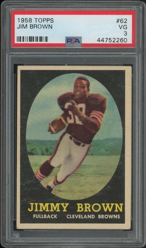 1958 Topps Football #62 Jim Brown Rookie PSA 3 (VG)