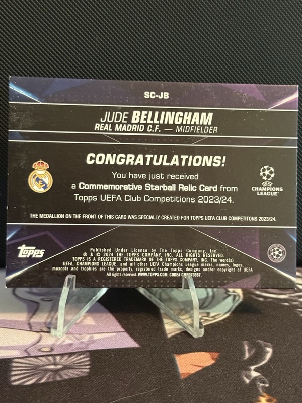2023-24 Topps UEFA Club Competitions - Starball Relic  Jude Bellingham #SC-JB view 2
