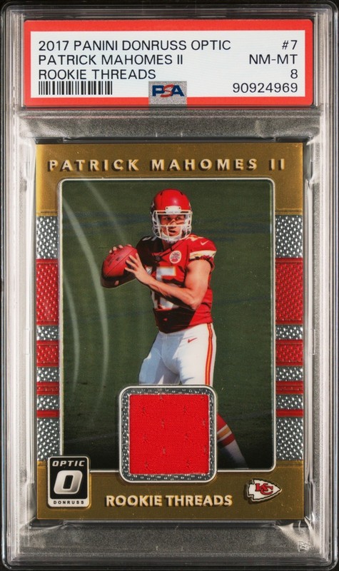 2017 Panini Donruss Optic Football Patrick Mahomes II #7 RC Rookie Threads PSA 8