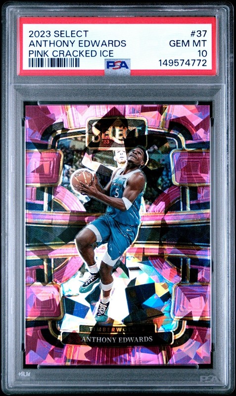 2023-24 Panini Select Basketball Anthony Edwards #37 Pink Cracked Ice /99 PSA 10