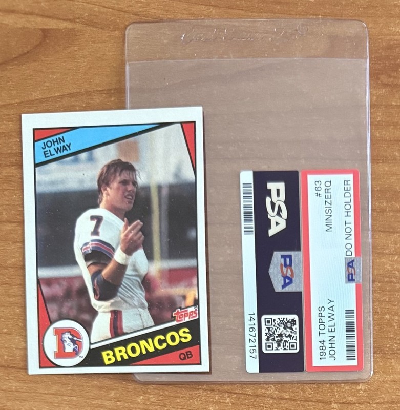 vintage PSA MINSIZERQ 1984 TOPPS JOHN ELWAY ROOKIE RC #63 NFL FOOTBALL CARD