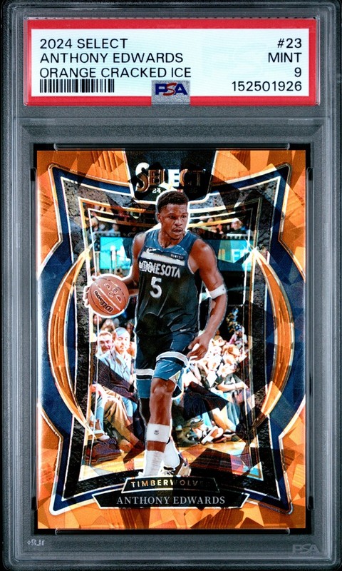 2024-25 Panini Select Basketball Anthony Edwards #23 Orange Cracked /275 PSA 9