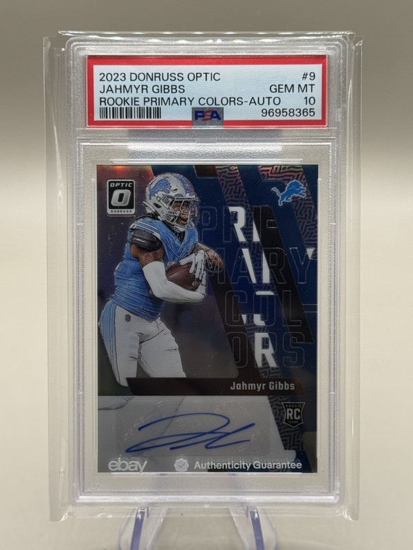 2023 Donruss Optic - Primary Colors Jahmyr Gibbs #9 Autographs 04/25 PSA 10