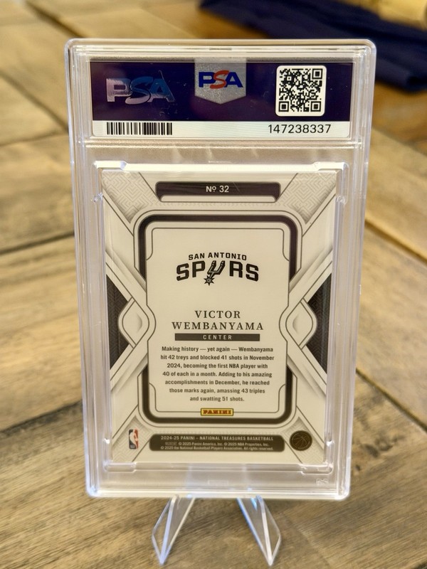 2024 Panini National Treasures #32 Victor Wembanyama International /25 PSA8 POP2 view 2