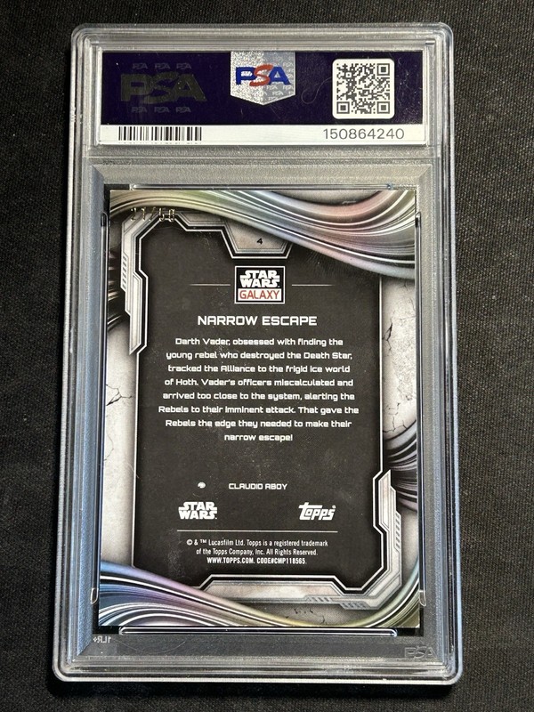 2025 Topps Star Wars Galaxy Narrow Escape Mojo Refractor /50 PSA9 view 2