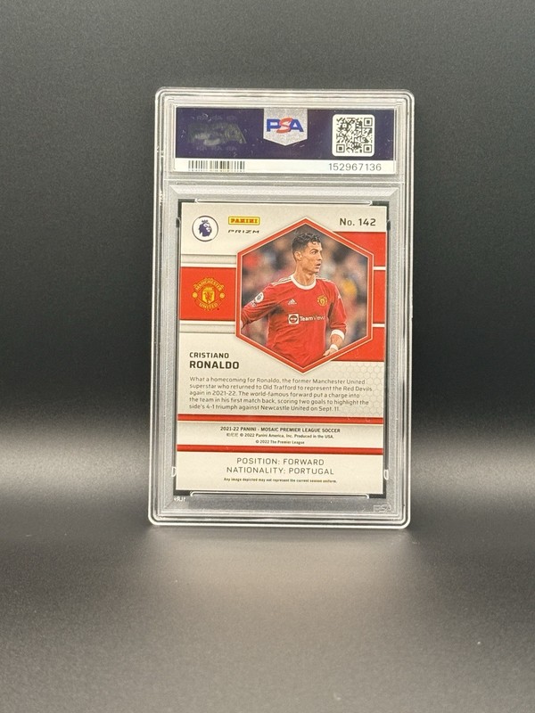 2021-22 Mosaic P/L Cristiano Ronaldo Reactive Gold PSA 10 Man United view 2