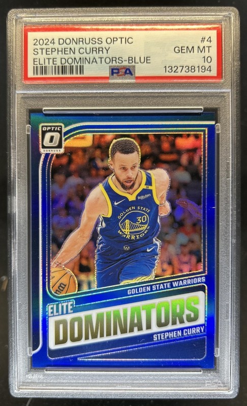 2024-25 Panini Donruss Optic Stephen Curry Elite Dominators Blue #/49 PSA 10