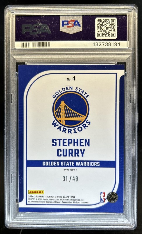 2024-25 Panini Donruss Optic Stephen Curry Elite Dominators Blue #/49 PSA 10 view 2