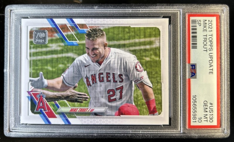 2021 Topps Update Mike Trout SP VAR #US130b Angels PSA 10 GEM MINT