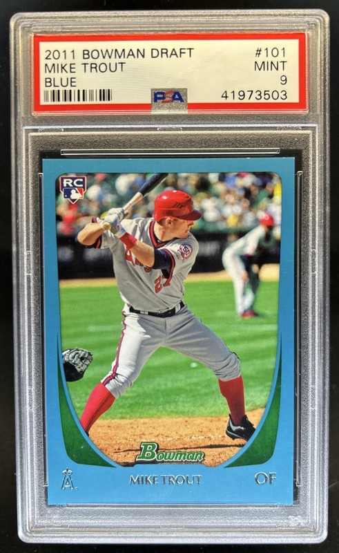 2011 Bowman Draft Picks & Prospects Mike Trout RC Blue #/499 Angels PSA 9