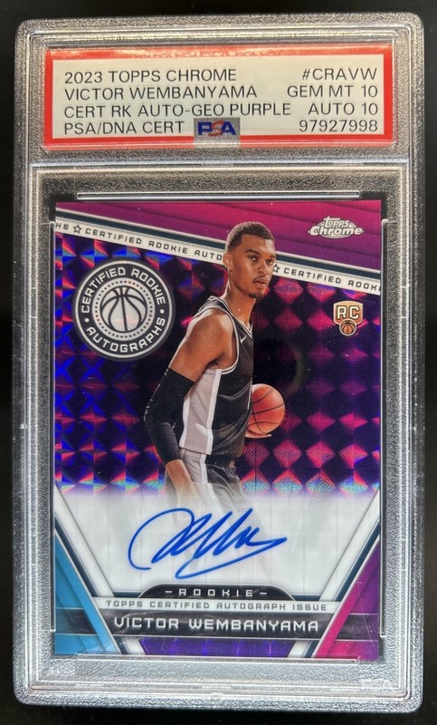 2023-24 Topps Chrome Victor Wembanyama Rookie Auto Purple Geo #CRA-VW PSA 10