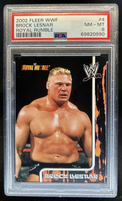 2002 Fleer WWE Royal Rumble Brock Lesnar Rookie RC #4 PSA 8