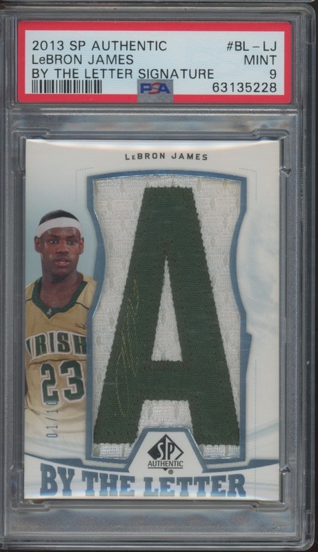 2013 SP Authentic By The Letter LeBron James 1/10 Jersey Auto Patch Mint PSA 9
