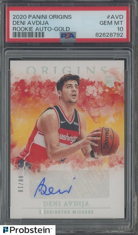 2020 Panini Origins Gold #AVD Deni Avdija Wizards RC Rookie AUTO 8/10 PSA 10