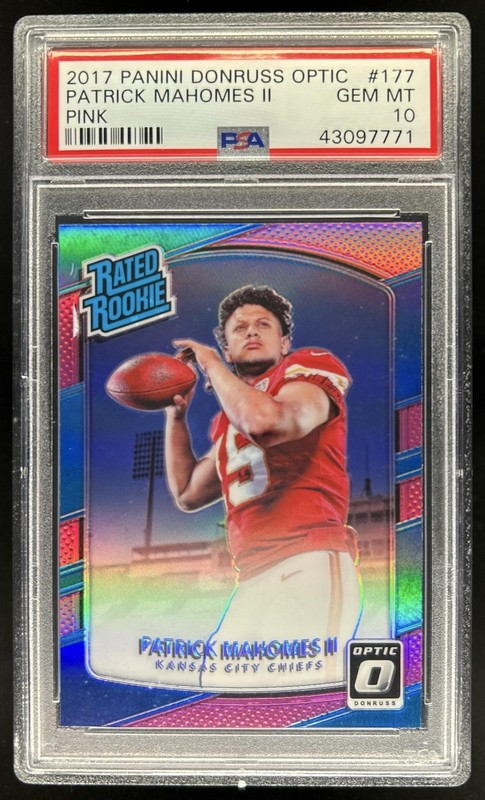 2017 Panini Donruss Optic Patrick Mahomes II Pink RC Rated Rookie #177 PSA 10