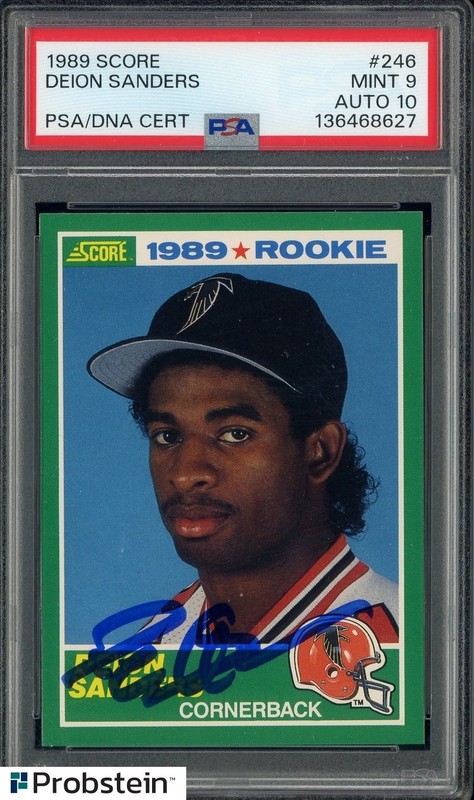 1989 Score Football #246 Deion Sanders RC Rookie HOF PSA 9 PSA/DNA 10 AUTO