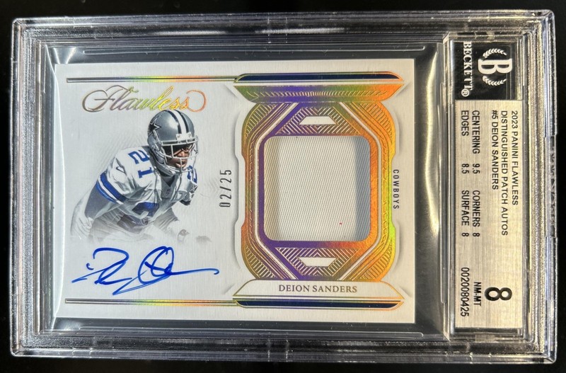 2023 Flawless Deion Sanders Distinguished Patch Jersey Auto #/25 #DPA-DSA BGS 8