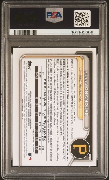 2024 Bowman Bubba Chandler #PPRABC PSA 10 Paper Prospect Autograph Baseball AUTO view 2