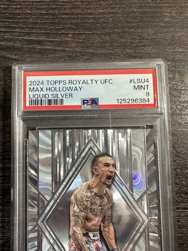 Topps 2024 Royalty UFC Max Holloway Liquid Silver PSA 9 view 2