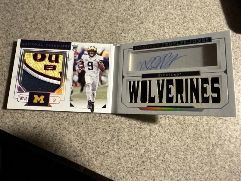 2020 NATIONAL TREASURES AUTO RC JERSEY BOOK DONOVAN PEOPLES-JONES Michigan 6/10# view 1