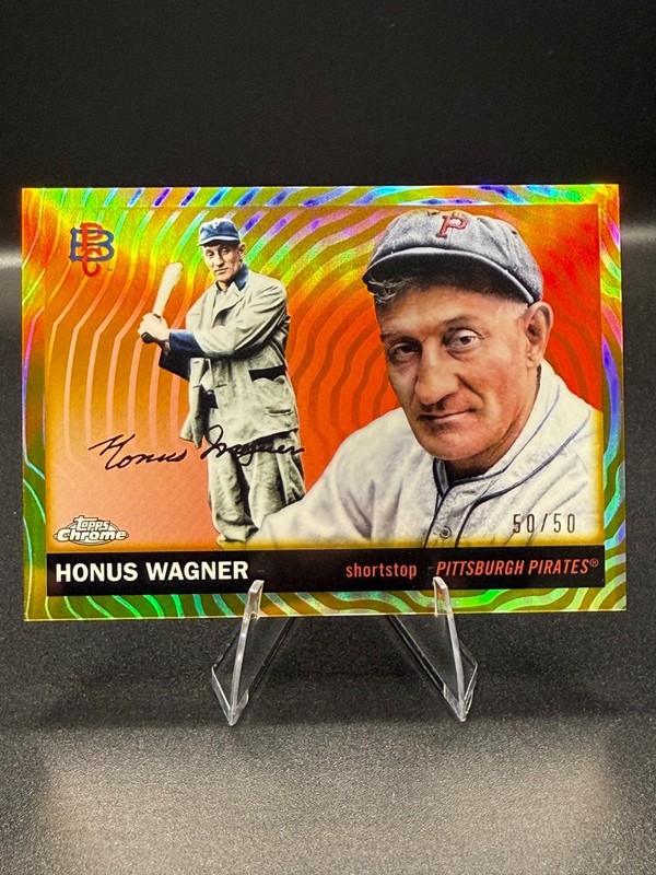2025 Topps Chrome Platinum Honus Wagner Gold Vibrations Refractor Bookend 50/50