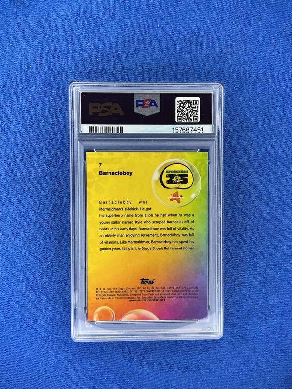 2025 Topps Chrome Spongebob #7 Barnacle Boy Black 3/10 PSA 9 view 2