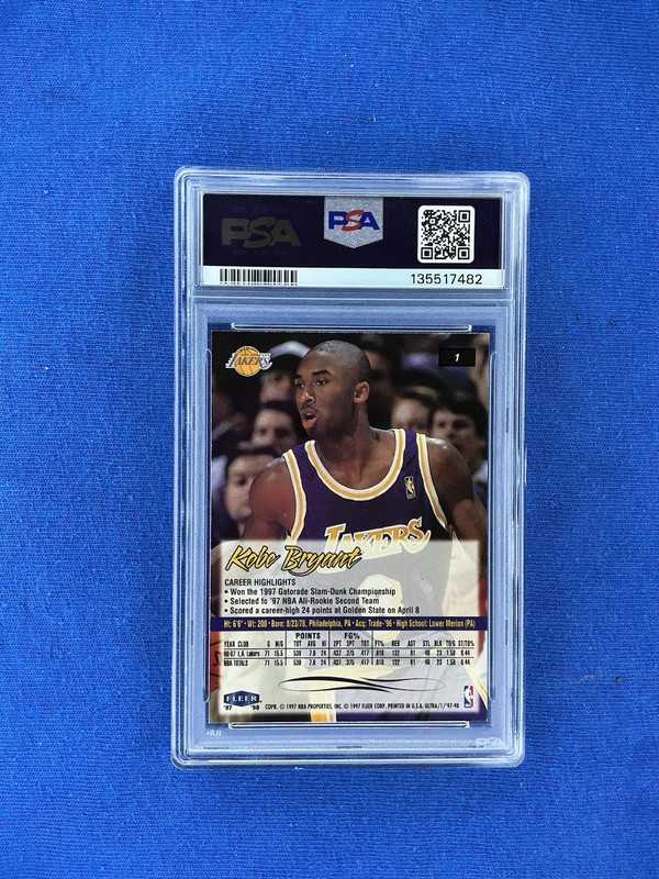 1997 Ultra KOBE BRYANT #1 PSA 9 view 2