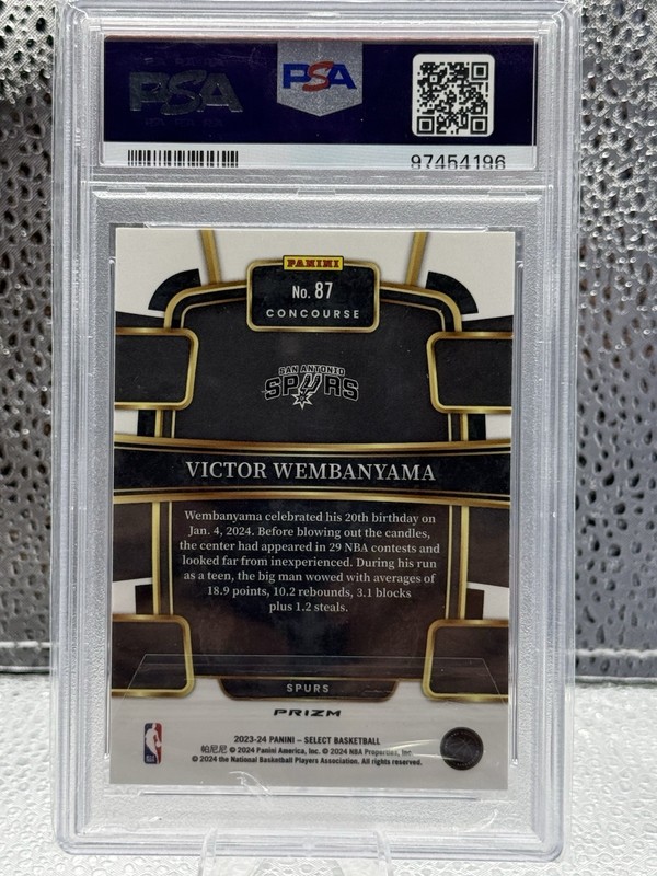 2023-24 Select Concourse Victor Wembanyama #87 Tectonic Prizm RC PSA 9 - SPURS view 2