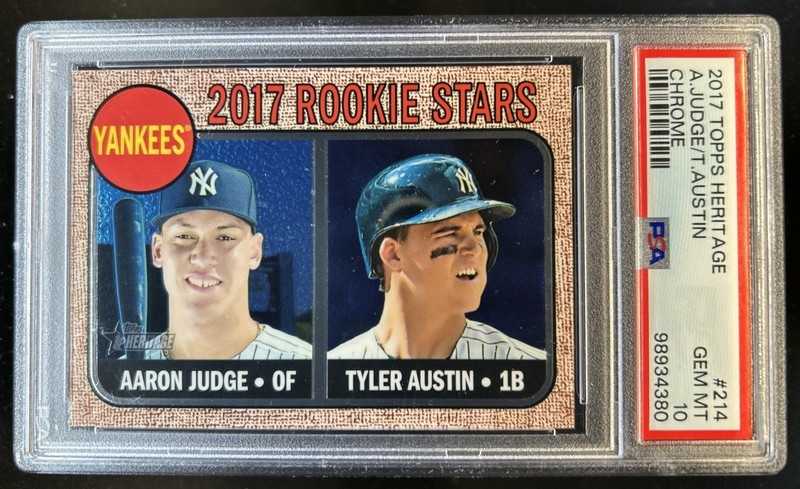 2017 Topps Heritage Yankees Rookie Stars Aaron Judge Austin Chrome #/999 PSA 10