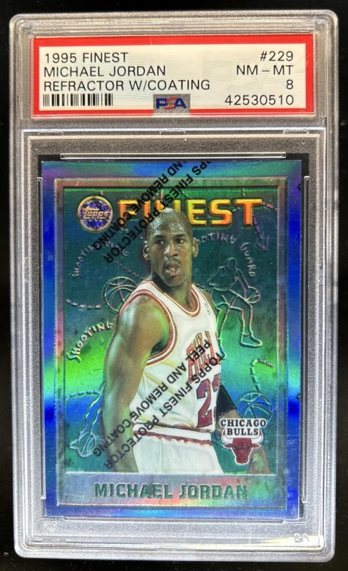 1995-96 Topps Finest Michael Jordan Protector Refractor #229 Bulls PSA 8