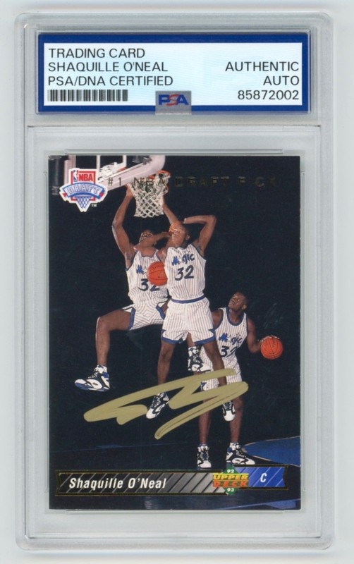 SHAQ SHAQUILLE O'NEAL Signed 1992 UD Upper Deck Trade ROOKIE Card + PSA Auto