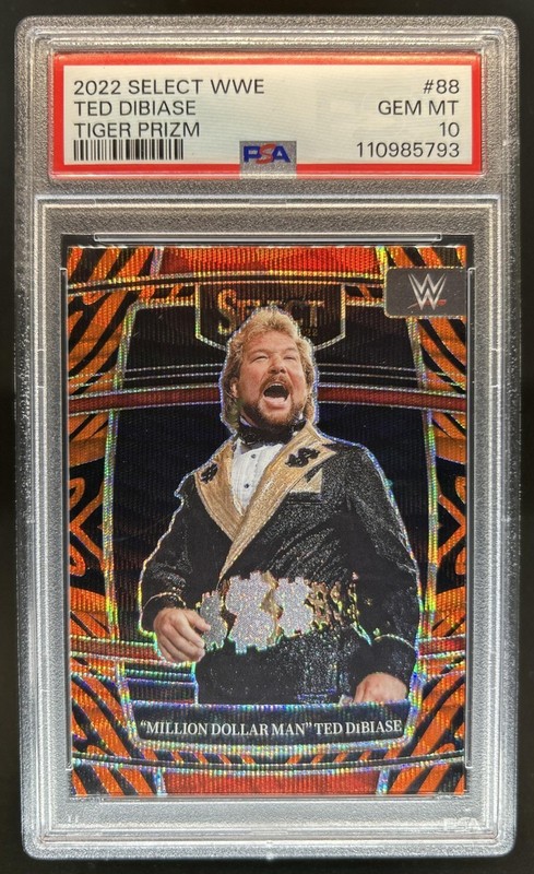 2022 Select WWE Million Dollar Man Ted DiBiase Tiger Prizm SSP #88 PSA 10