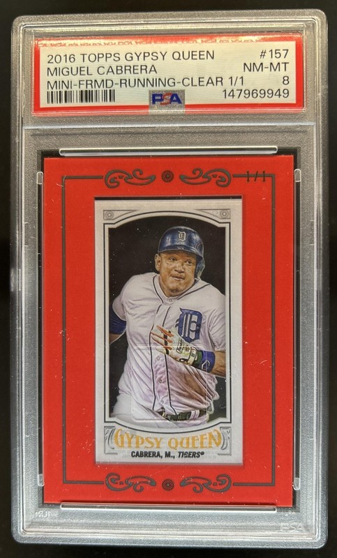 2016 Topps Gypsy Queen Miguel Cabrera Mini Clear #1/1 Tigers PSA 8