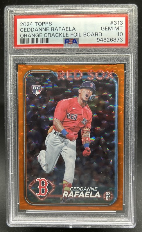 2024 Topps Ceddanne Rafaela RC Orange Crackle Foil Rookie #/299 Red Sox PSA 10
