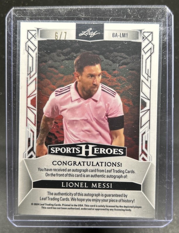 2024 Leaf Metal Sports Heroes Lionel Messi Red Rainbow Auto Autograph #6/7 view 2