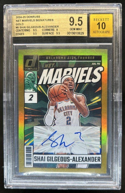 2024-25 Donruss Shai Gilgeous-Alexander Net Marvels Gold Auto #/10 BGS 9.5/10