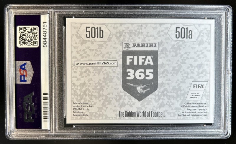 2017-18 Panini FIFA 365 Cristiano Ronaldo Lionel Messi #501 PSA 10 GEM MINT view 2