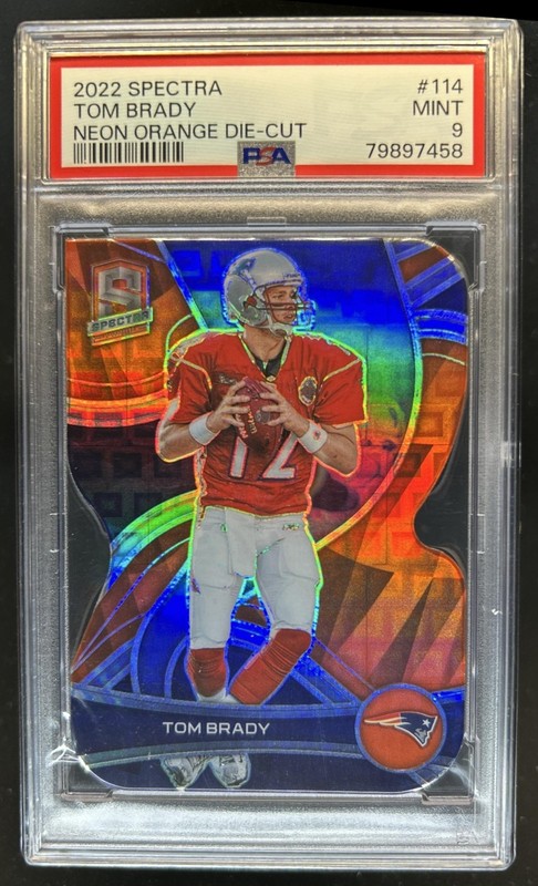 2022 Panini Spectra Tom Brady Neon Orange Die Cut #/15 Patriots PSA 9