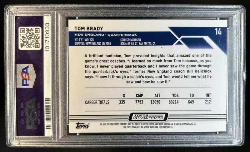 2023 Topps Composite Tom Brady Chrome Gold Refractor #/50 Patriots PSA 10 view 2
