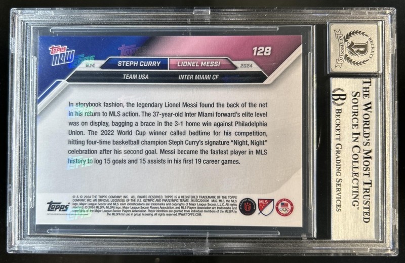 Trading Card Lionel Messi Stephen Curry Aftermarket Sticker Auto BGS Auto 10 view 2