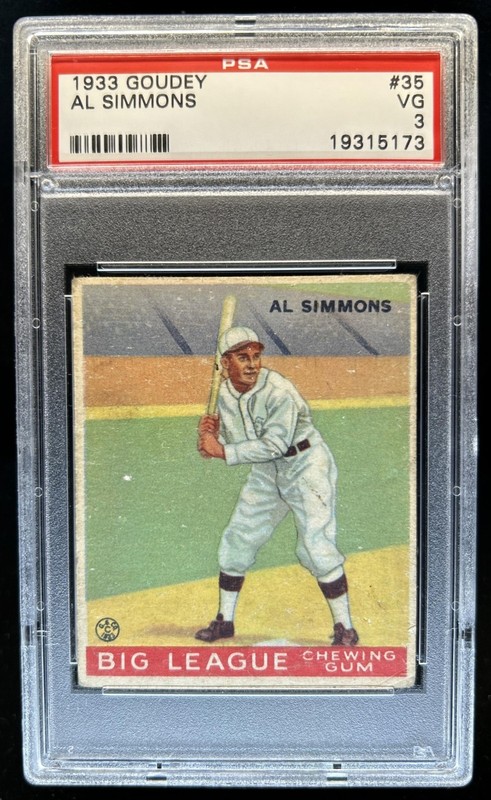 1933 Goudey R319 Al Simmons Rookie RC #35 White Sox PSA 3