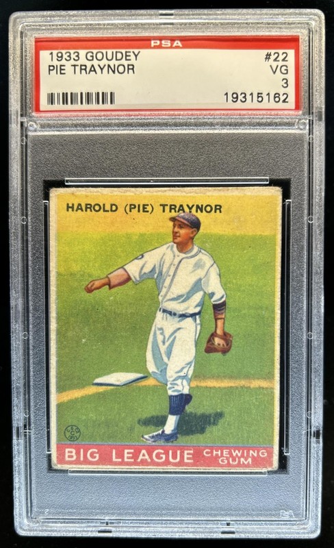 1933 Goudey R319 Harold "Pie" Traynor Rookie RC #22 Pirates PSA 3